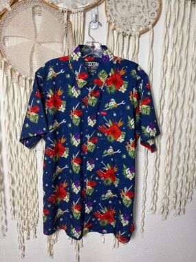 DIXXON Men's Limited Edition Snap On Tool Colorful Short Sleeve Button Down M